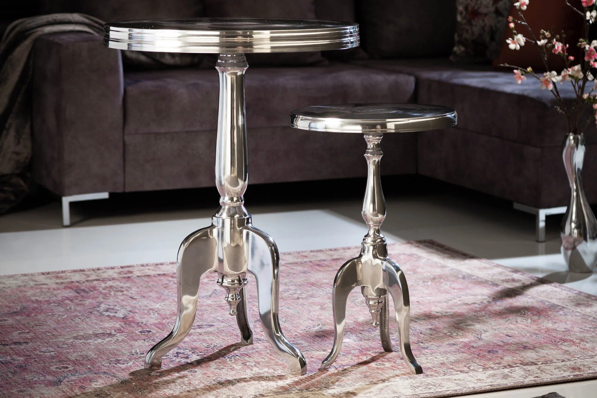 Round Side Table Jardin 55cm Metal Chrome