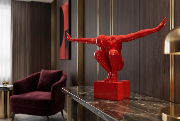 Decoration Figurine High Diver 50cm Polyresin Red