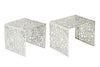 Set Of 2 Nesting Coffee Tables Abstract 39cm/49cm Metal Silver