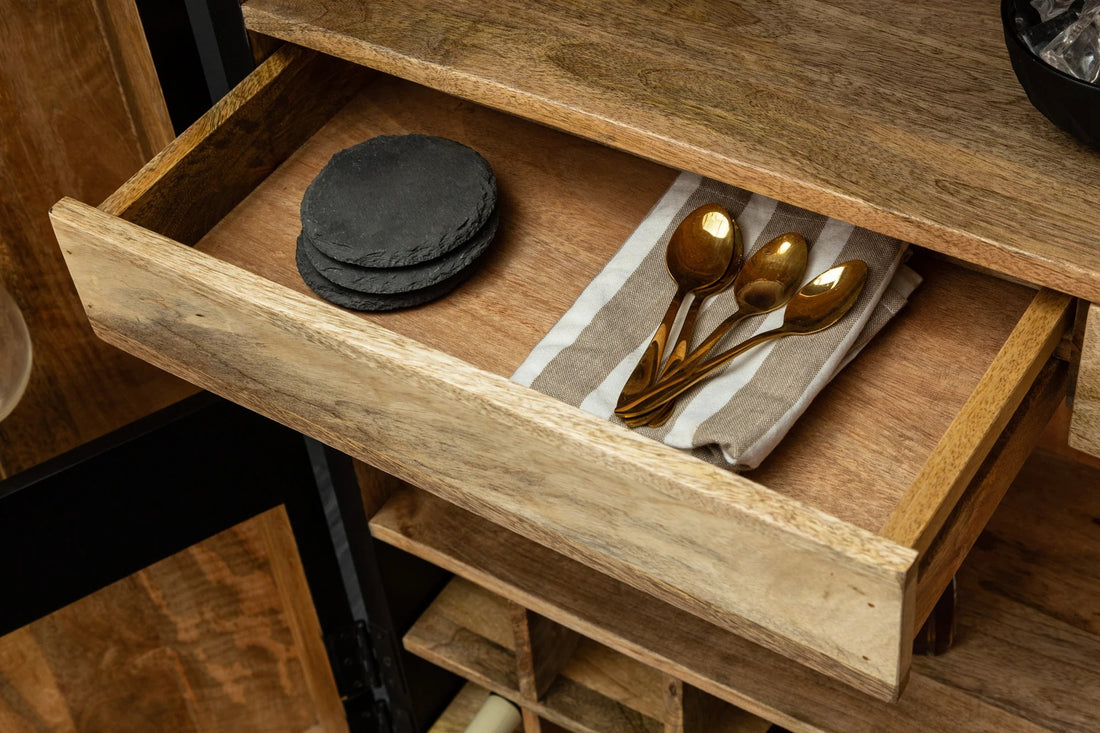 Bar Cabinet Angel 95cm Mango Wood Black