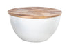 Round Coffee Table Industrial Storage 70cm Mango Wood White