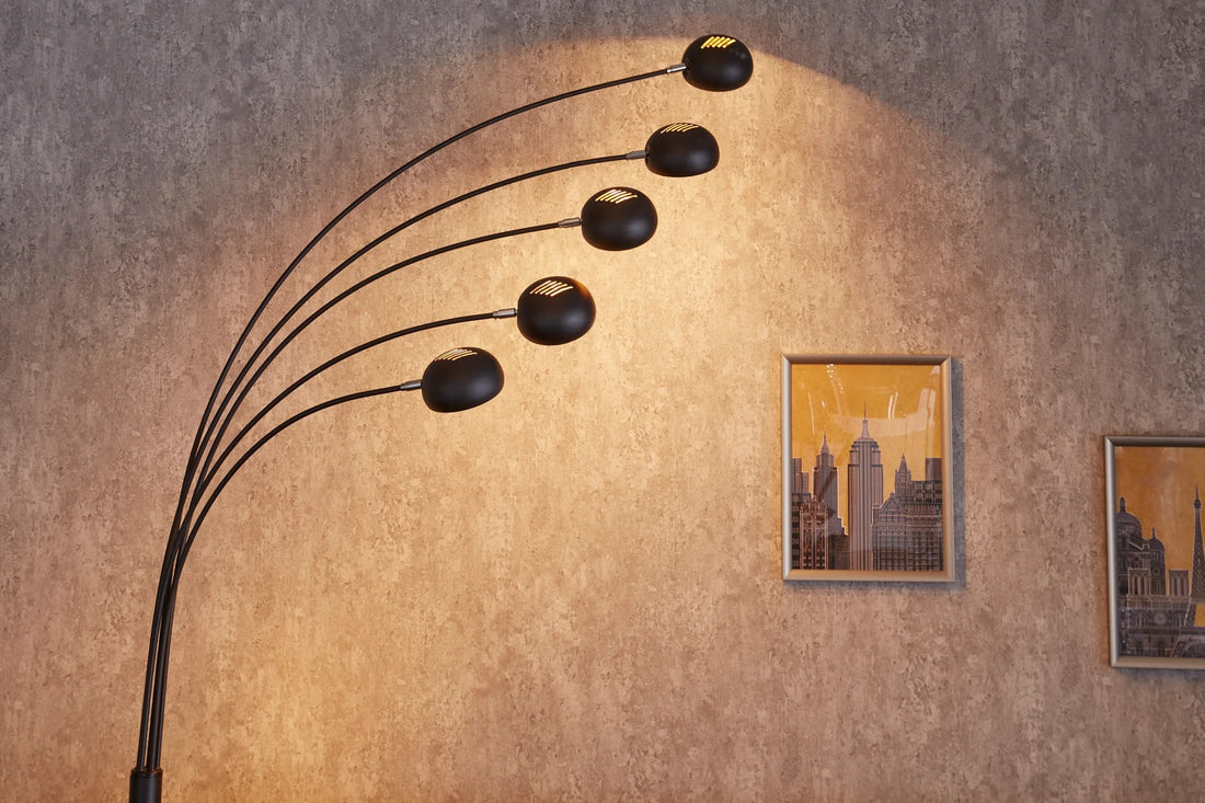 Five Lights Floor Lamp 210cm Metal Black
