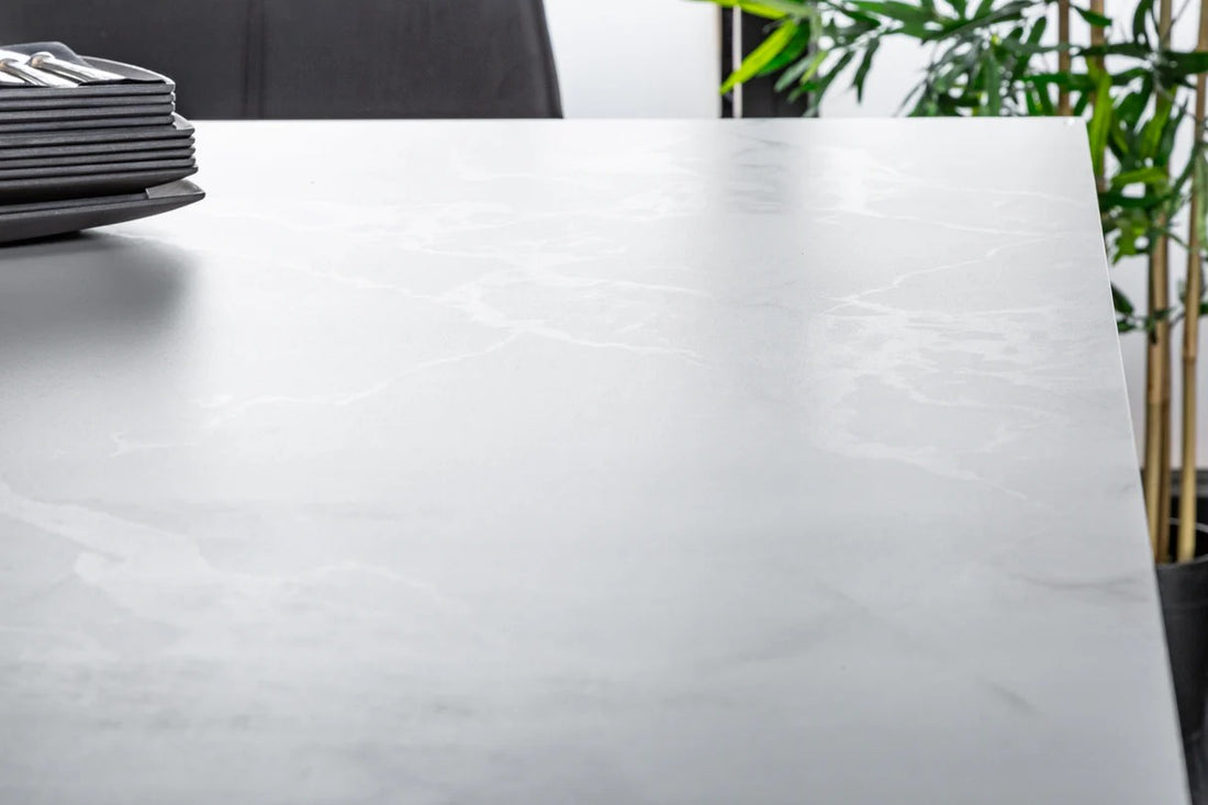 Extendable Dining Table Galactic 180-220-260cm Ceramic White Marble Look