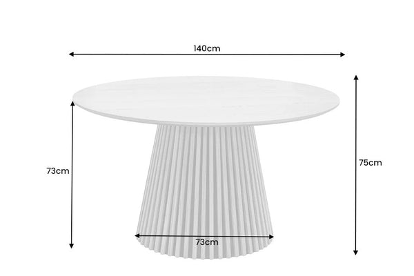 Round Dining Table Yoko 140cm Oak Wood Brown