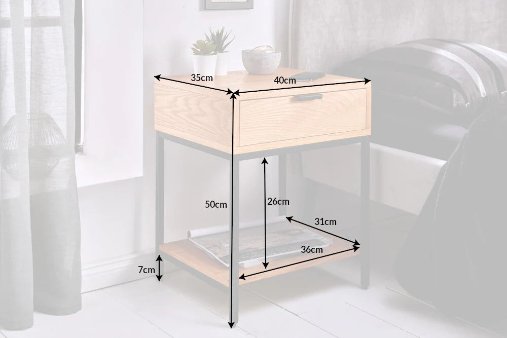Side Table Elements 50cm Oak Look Natural