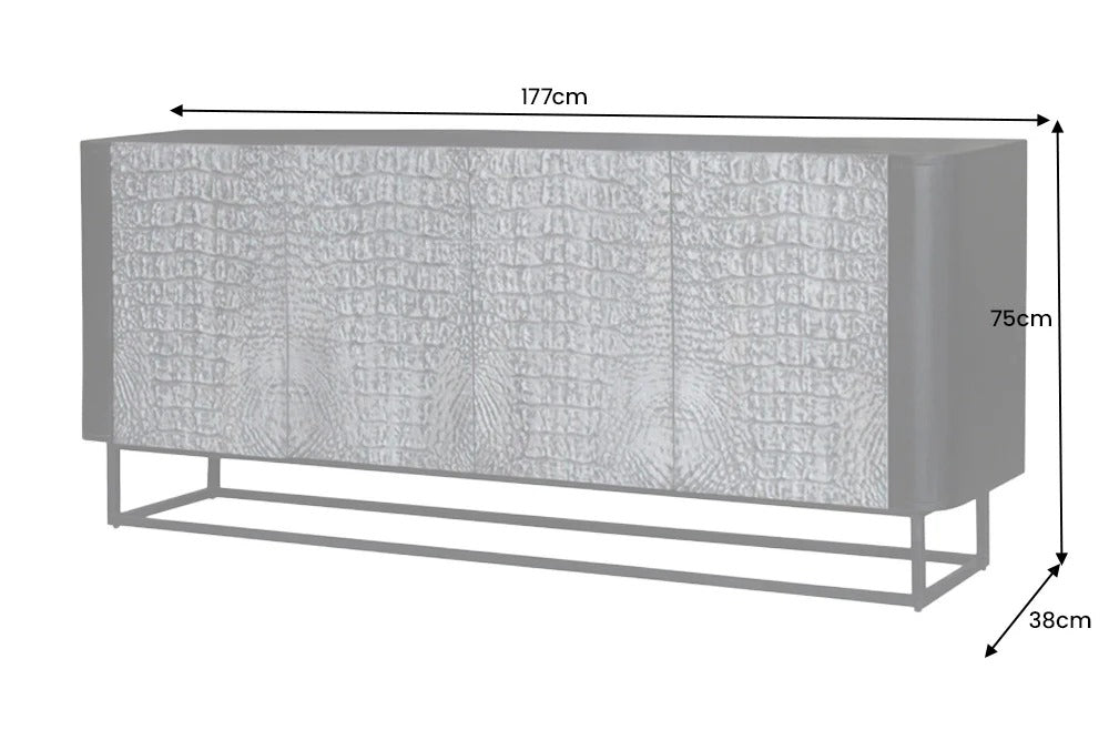 Sideboard Croco 177cm Mango Wood Grey & Black