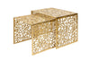 Set Of 2 Nesting Coffee Tables Abstract 39cm/50cm Metal Gold