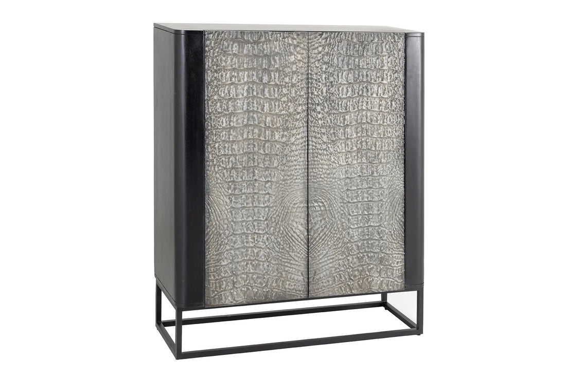 Cabinet Croco 120cm Mango Wood Grey & Black