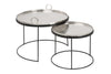 Set Of 2 Round Side Tables Elements Orient 39cm/45cm Metal Silver