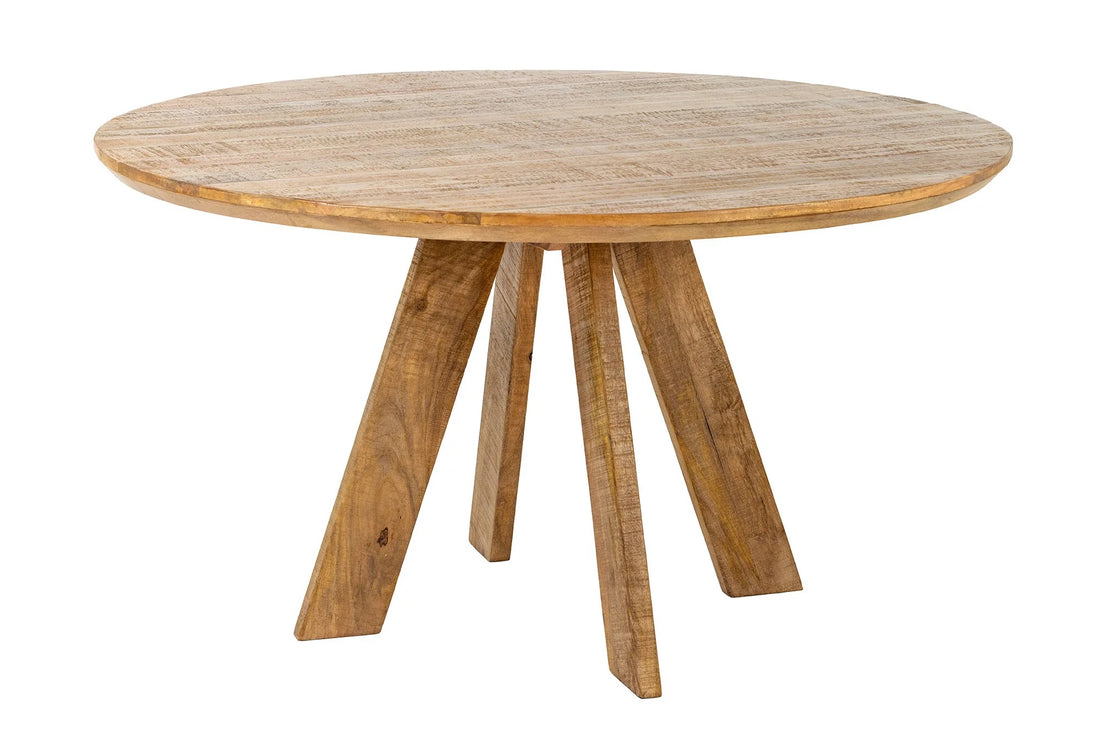 Round Dining Table Art Wood 120cm Mango Wood Brown