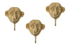 Set Of Three Coat Hooks Three Apes 25cm Metal Gold