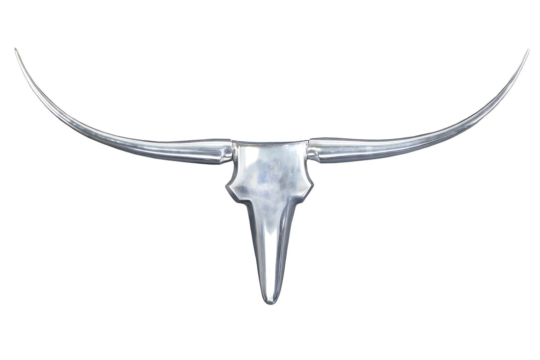Decorative Bull Horns Texas 120cm Metal Chrome