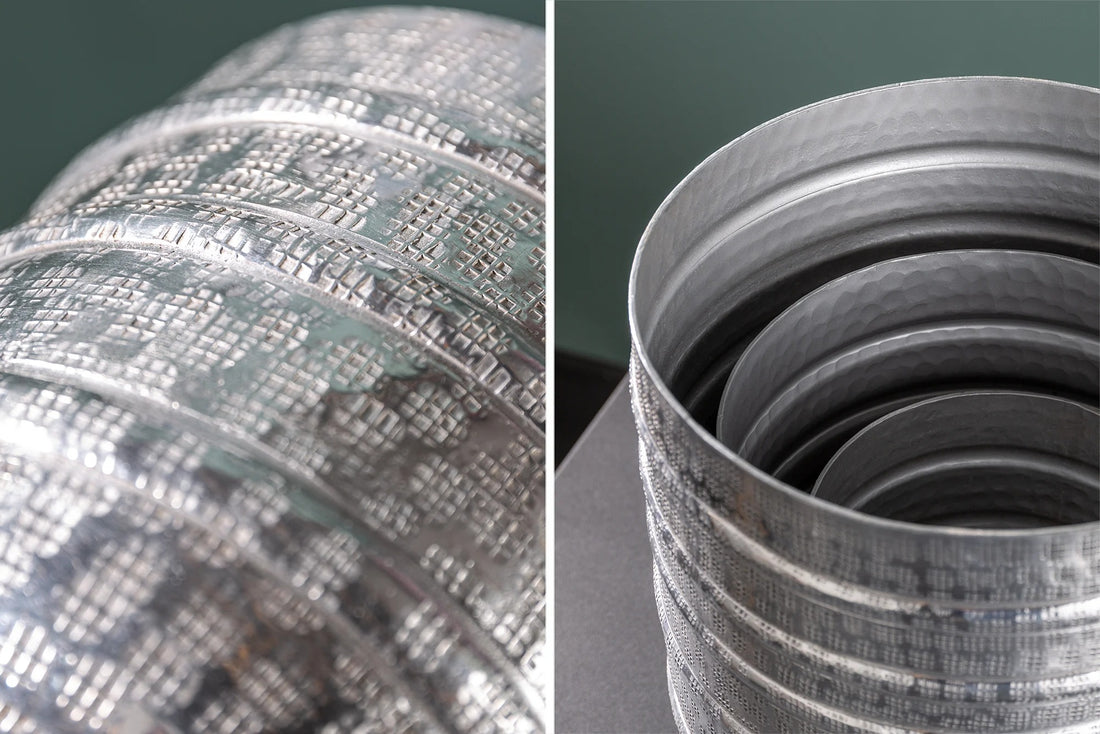 Set Of Three Flower Pots Mandala 16cm/21cm/27cm Metal Silver