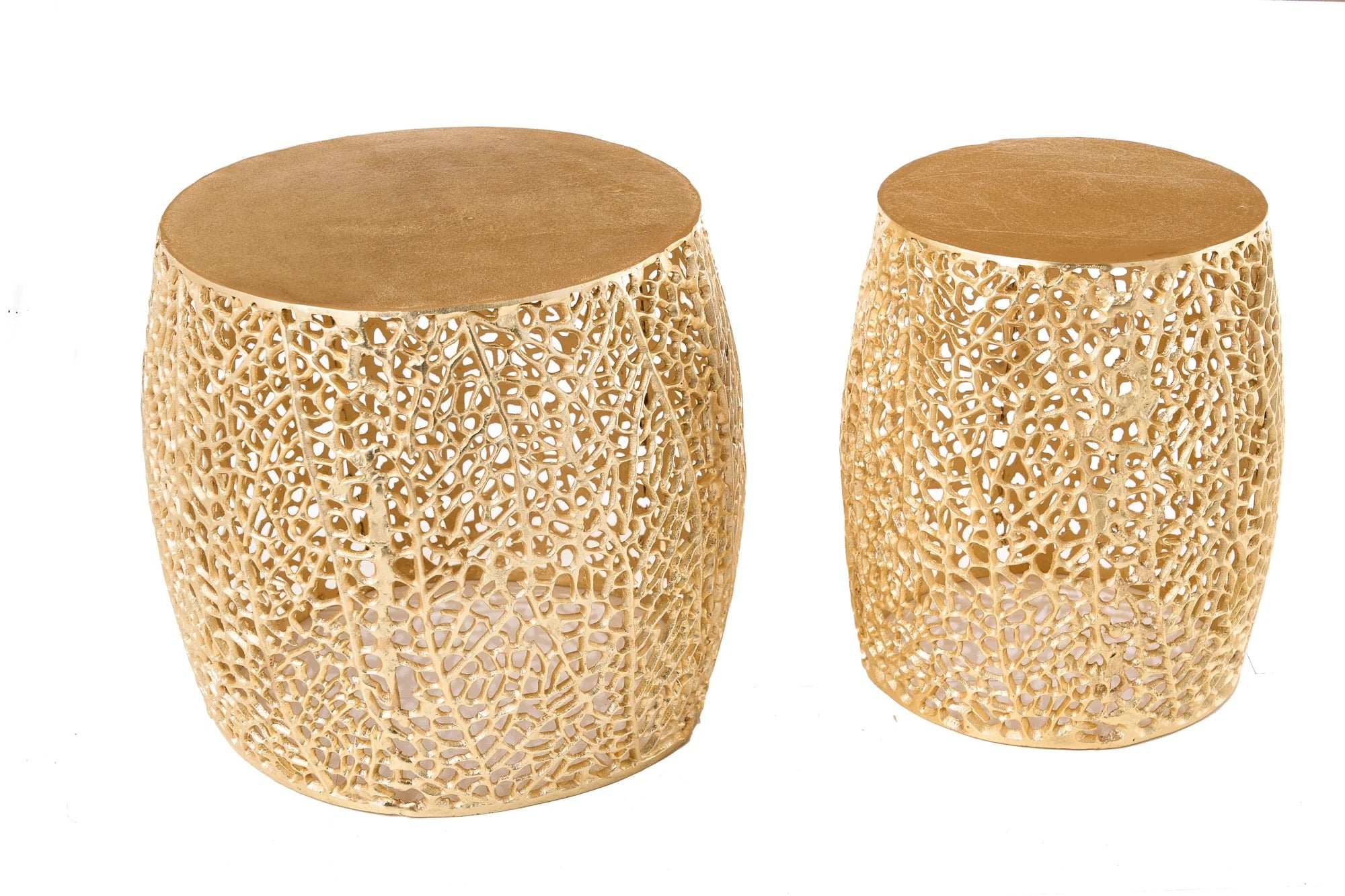 Set Of 2 Round Nesting Coffee Tables Ambrosia 35cm/45cm Metal Gold