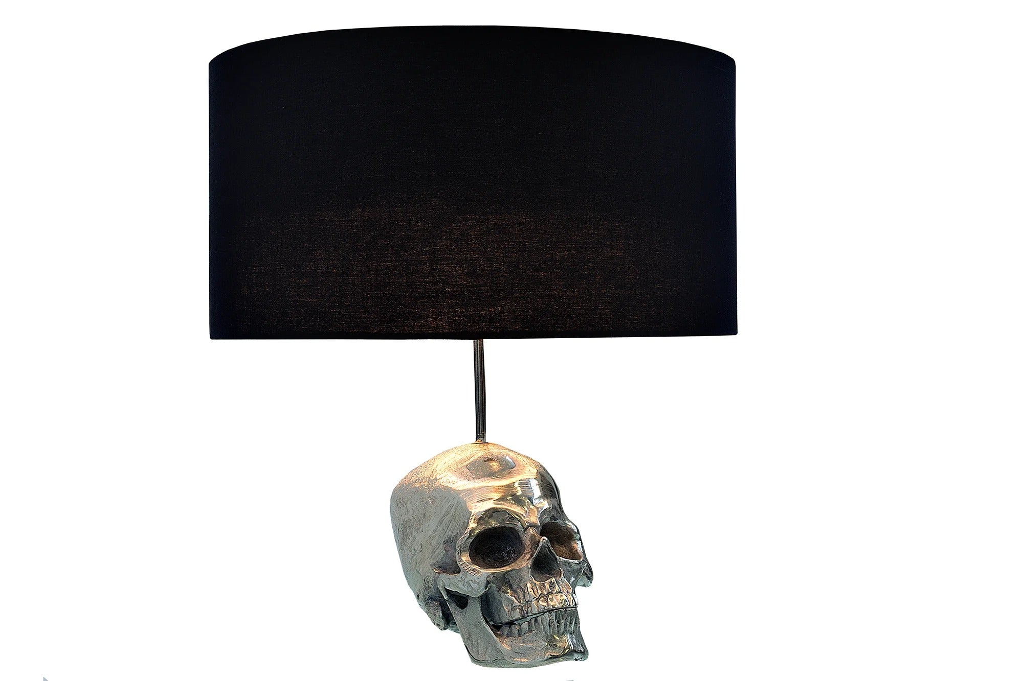 Table Lamp Skull 44cm Metal Black
