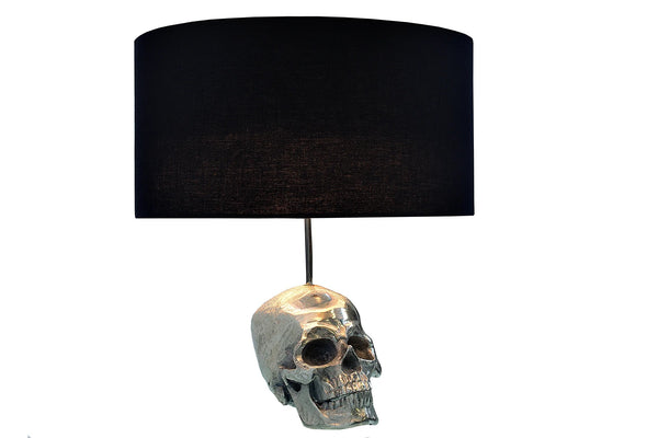 Table Lamp Skull 44cm Metal Black