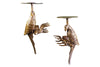 Set Of 2 Coatracks Wildlife Birds 43cm Metal Antique Gold