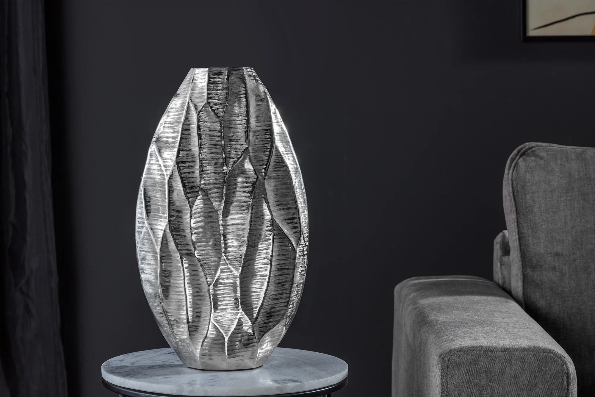 Vase Organic Orient 44cm Metal Silver