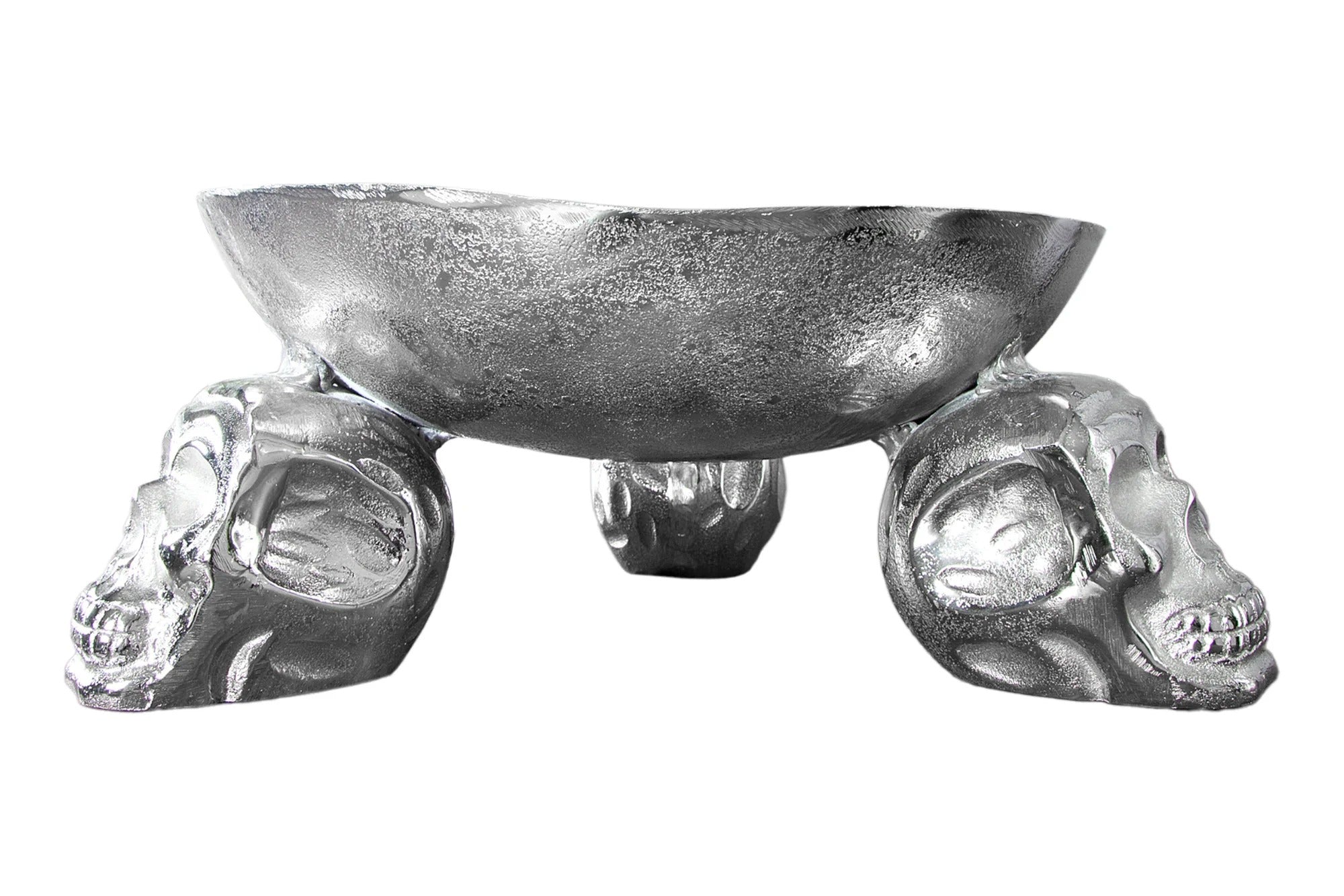 Fruit Bowl Skull 35cm Metal Silver