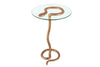 Round Side Table Wildlife Snake 62cm Glass Metal Copper