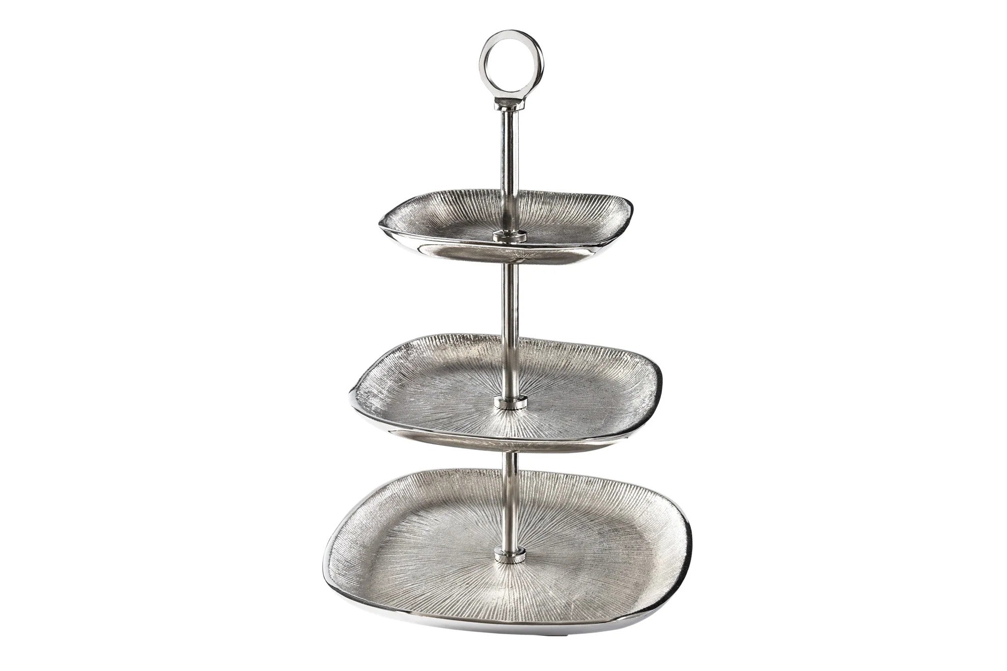 Three Tier Cake Stand Orient 44cm Vintage Metal Silver
