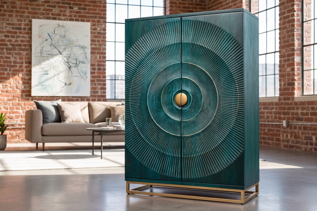 Bar Cabinet Golden Eye 140cm Mango Wood Turquoise