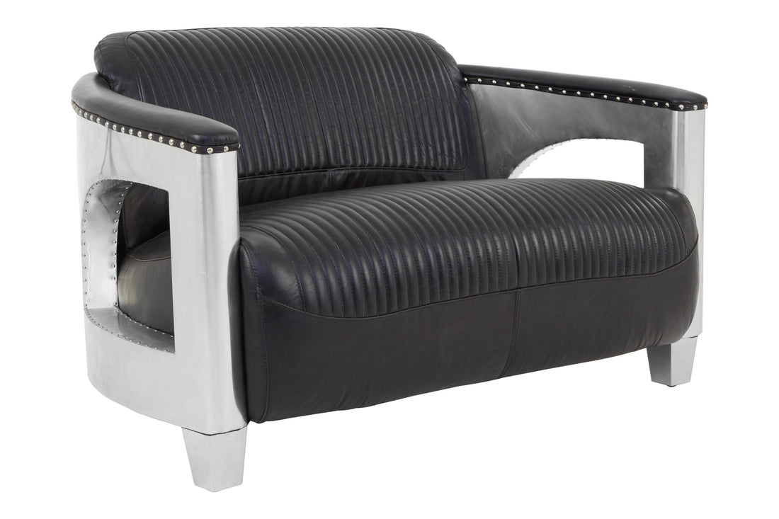 Two Seat Sofa Ritzy Leather Black