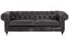 3 Seat Sofa Victorious Dark Grey Leather Sofa Walnut Legs