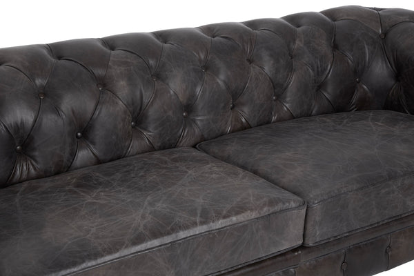 3 Seat Sofa Victorious Dark Grey Leather Sofa Walnut Legs