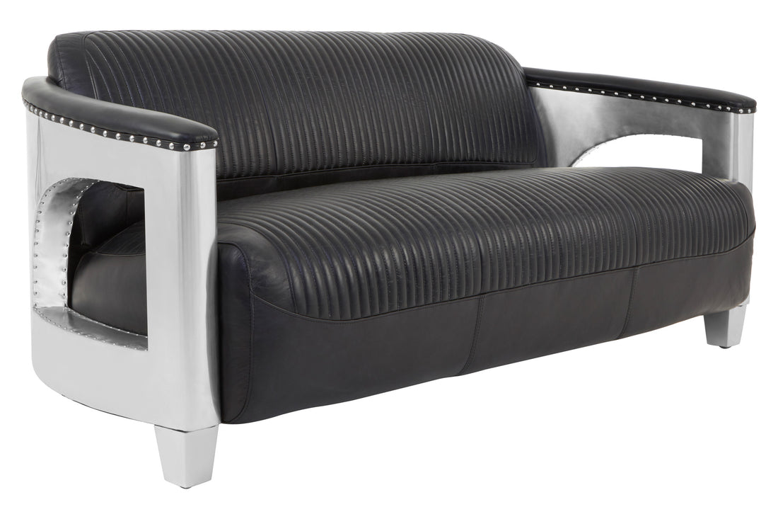 Three Seat Sofa Ritzy Leather Black