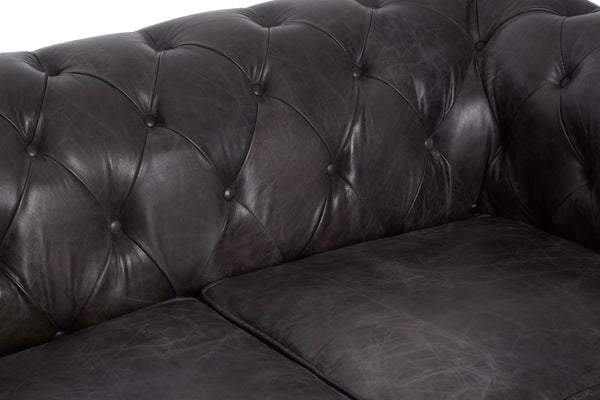 2 Seat Sofa Victorious Dark Grey Leather Walnut Legs