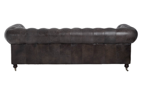 3 Seat Sofa Victorious Dark Grey Leather Sofa Walnut Legs