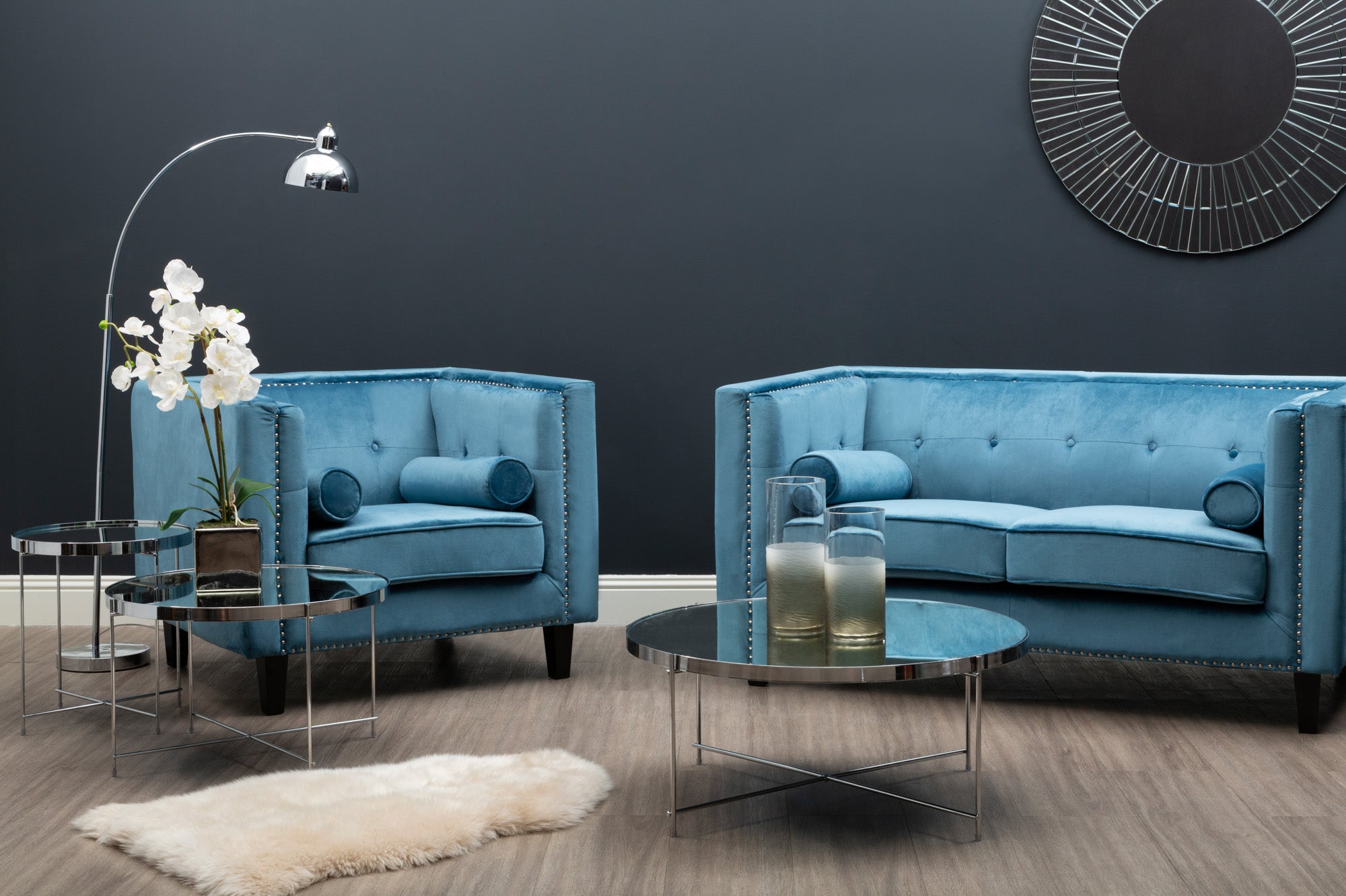 2 Seat Sofa Opulence Blue Velvet