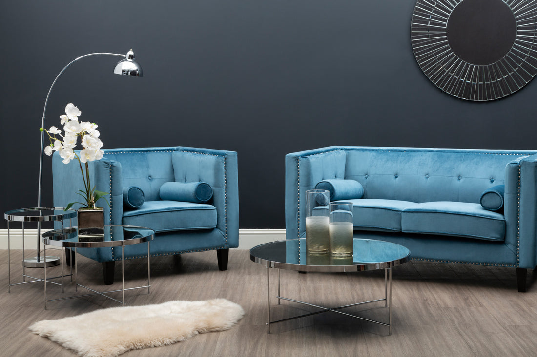 Two Seat Sofa Opulence Blue Velvet
