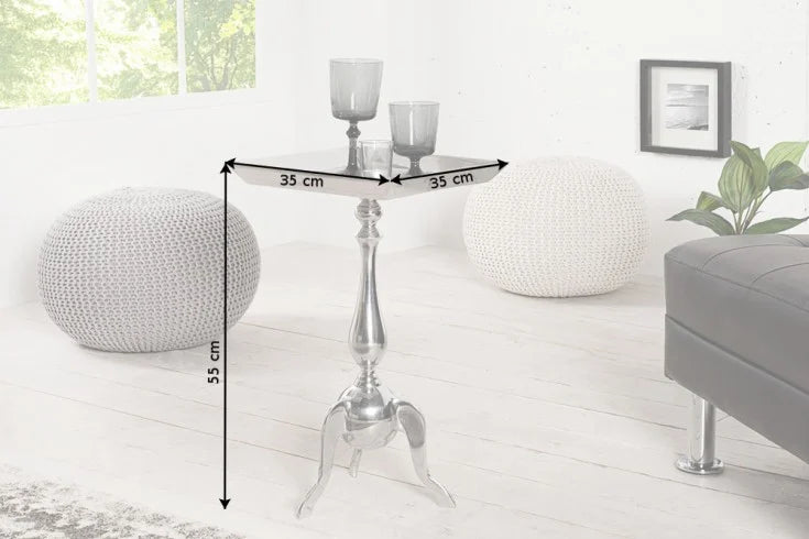 Square Side Table Jardin 55cm Metal Silver