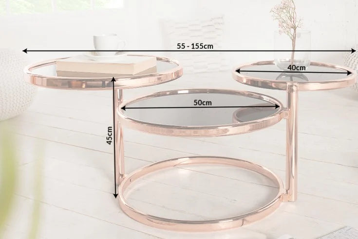 Coffee Table Art Deco 3 Levels 155cm Metal Copper