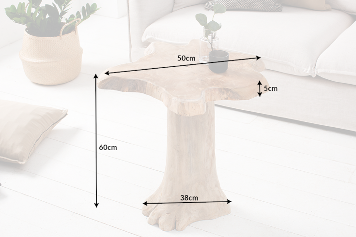 Side Table Root 60cm Teak Wood Brown