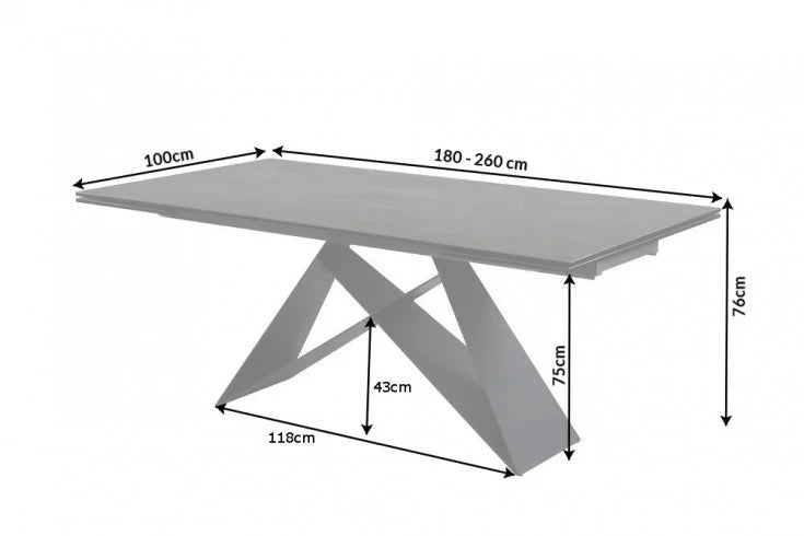 Dining Table Mercury 180-220-260cm Ceramic Lava Look