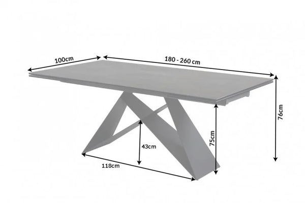 Dining Table Mercury 180-220-260cm Ceramic Lava Look