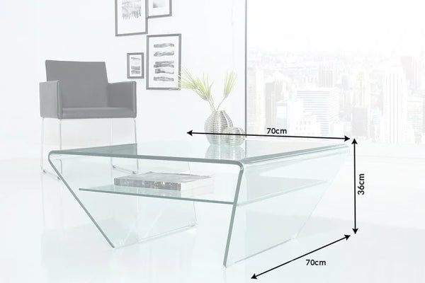 Coffee Table Quartz Trapezoid 70cm Glass