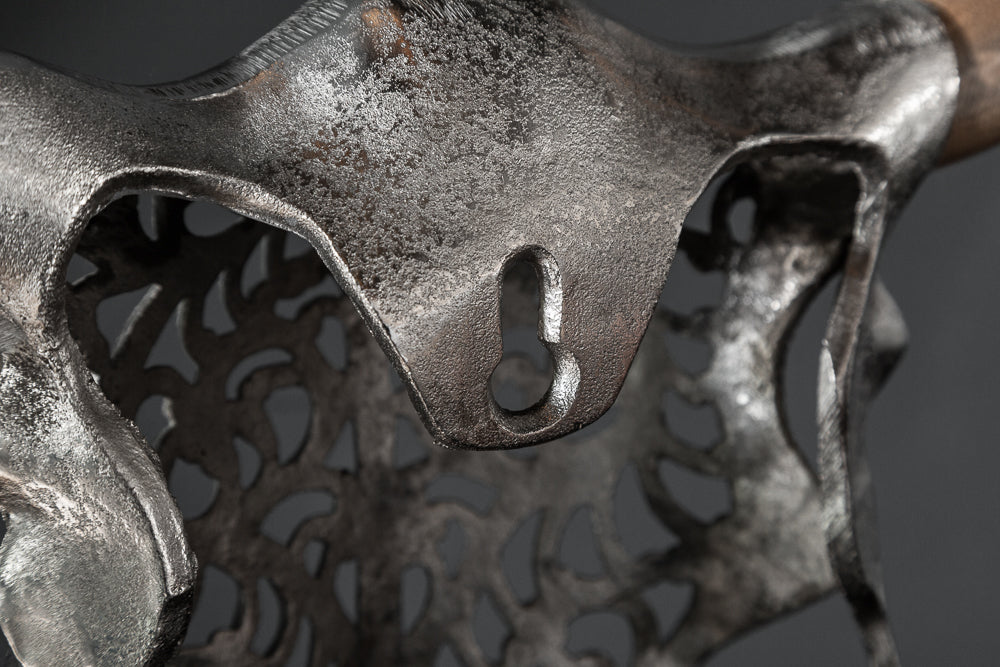Decorative Skull Exotic Bull 57cm Metal Silver Mango Wood Natural