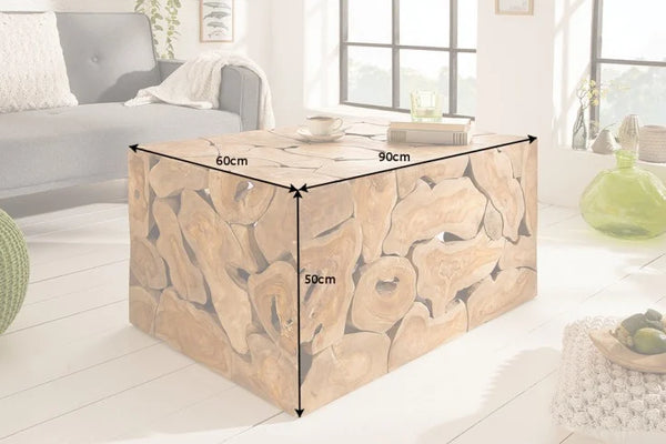 Coffee Table Root Square 90cm Teak Wood Brown