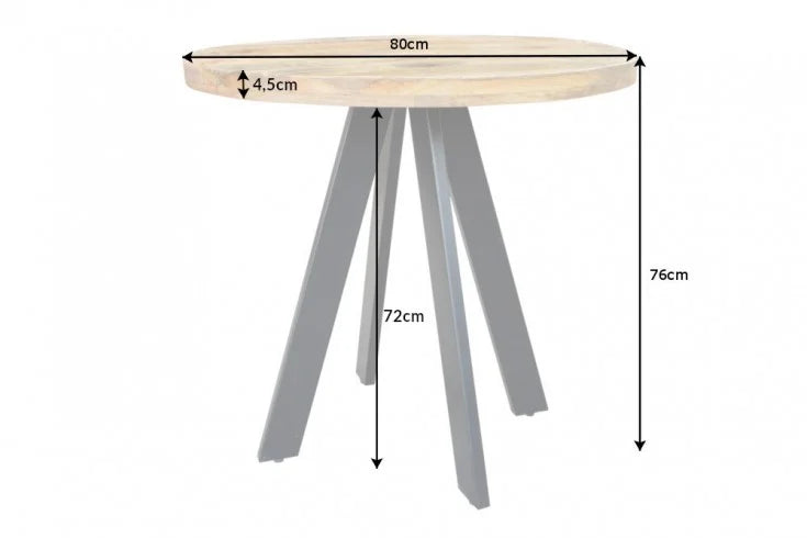 Round Dining Table Blacksmith 80cm Mango Wood Natural