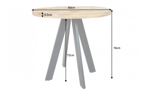 Round Dining Table Blacksmith 80cm Mango Wood Natural