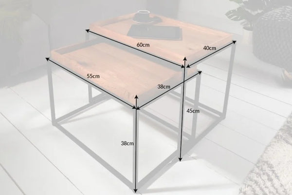 Coffee Table Elements Set of 2 Oak Tray