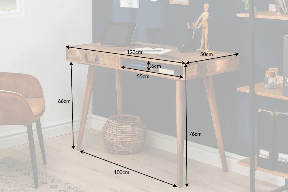 Desk Retro 120cm Mango Wood Natural