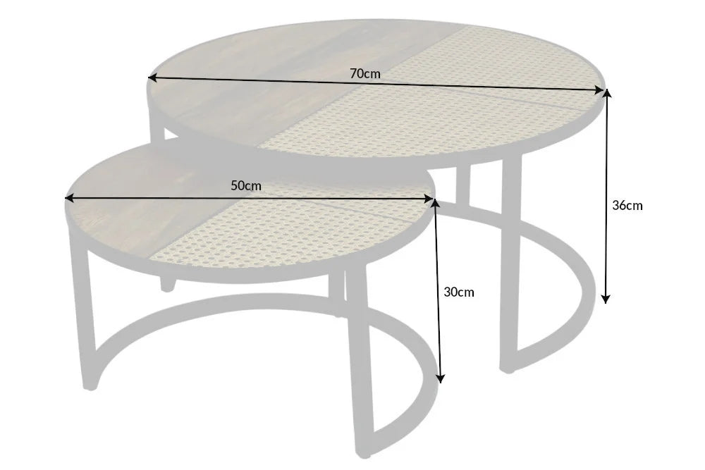 Set Of 2 Round Nesting Coffee Tables Vienna 50cm/70cm Mango Wood Natural