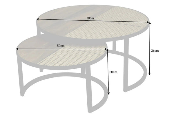 Set Of 2 Round Nesting Coffee Tables Vienna 50cm/70cm Mango Wood Natural