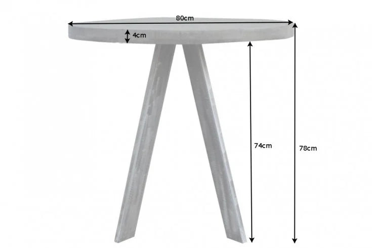 Round Dining Table Blacksmith 80cm Mango Wood Grey