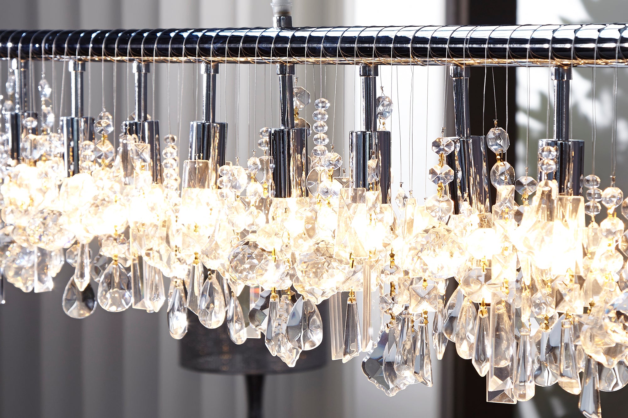 Hanging Lamp Diamonds 120cm Acryl Silver 9-lights